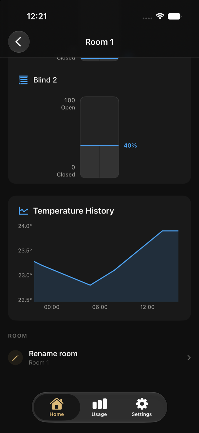 Vertical blind controls showing open and closed endpoints