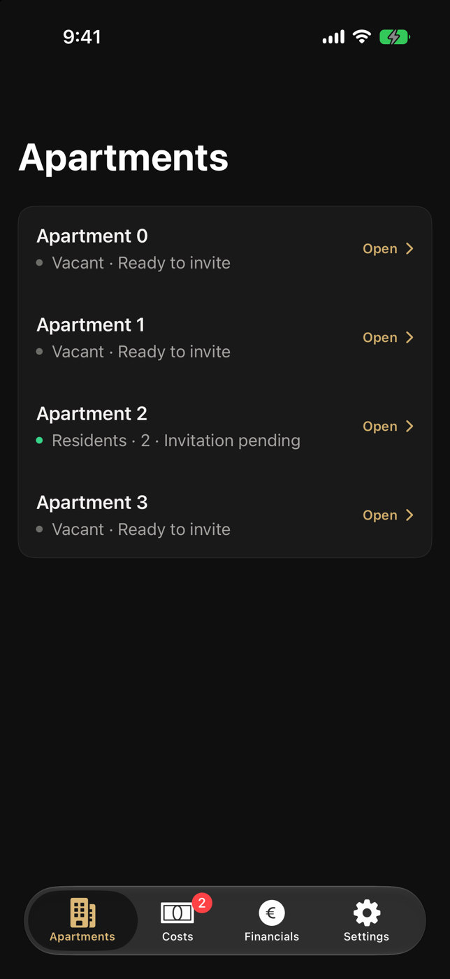 Landlord apartment list ordered by floor