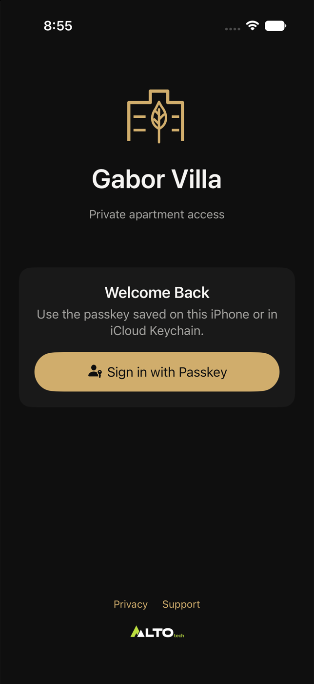 Welcome Back screen with passkey sign-in